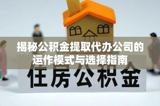 蒸湘揭秘公积金提取代办公司的运作模式与选择指南
